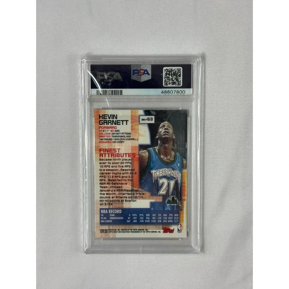 2000 Finest Kevin Garnett #63 PSA 10 GEM MT Minnesota Timberwolves Basketball